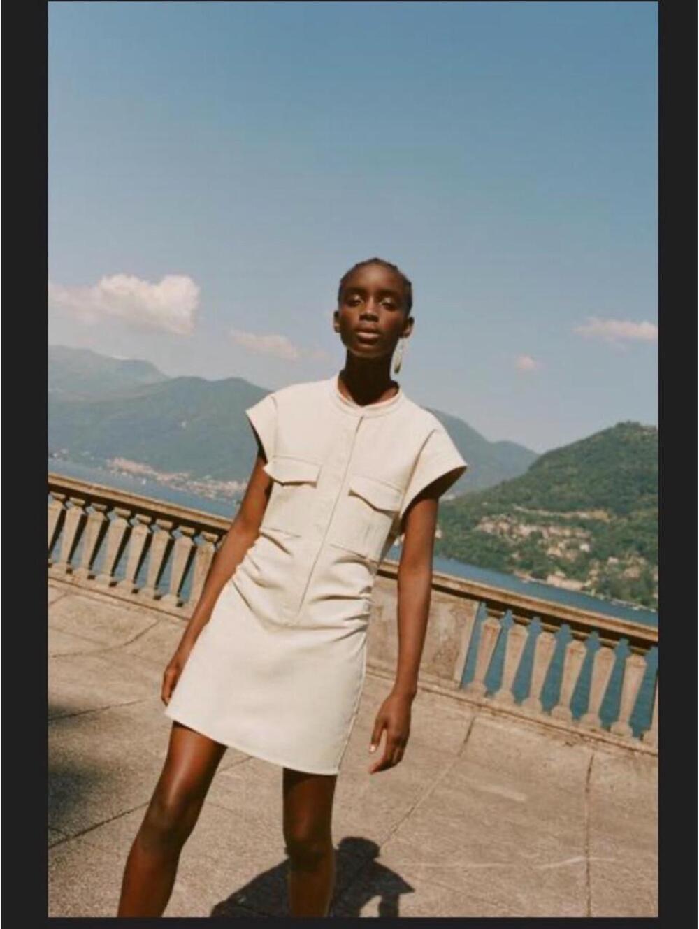 Zara Women's Cream and White Dress